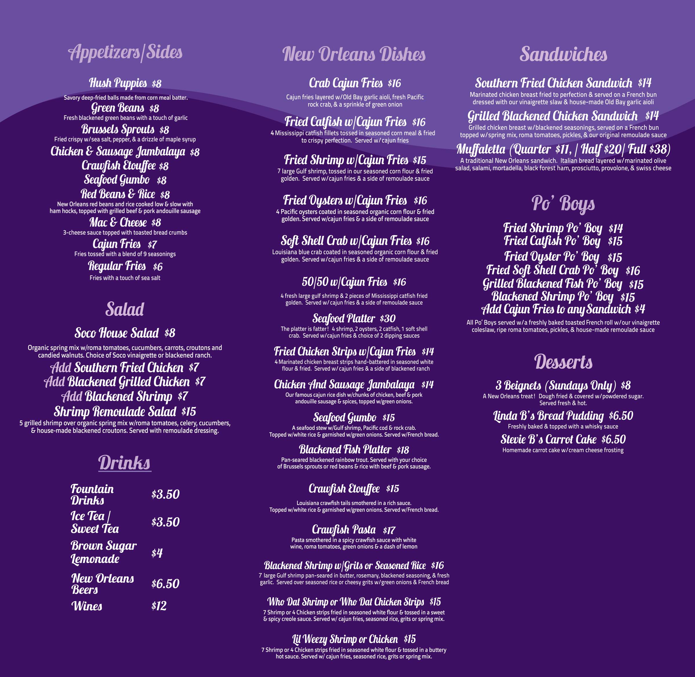 SCK Castro Valley Menu